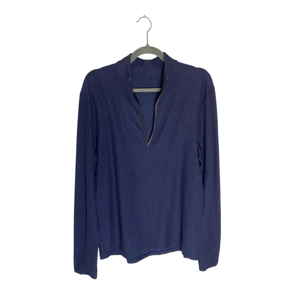 Lululemon Surge Warm 1/2 Zip Heathered Hero Blue Black-sz Medium - Picture 7 of 10